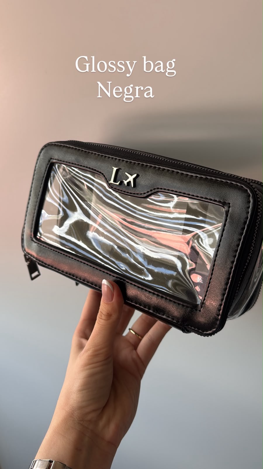 Glossy makeup bag